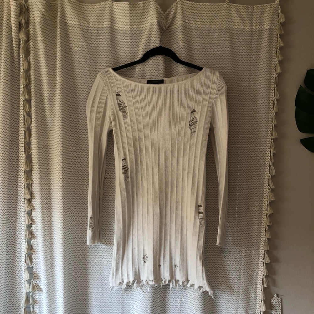 White distressed sweater/dress